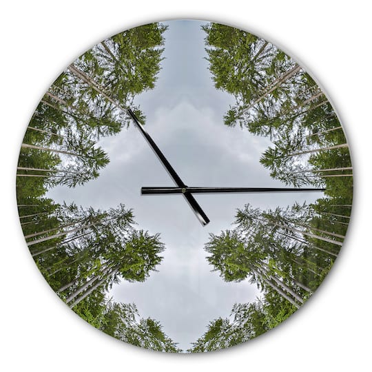 Designart Circle Composition of Coniferous Trees Modern Wall Clock